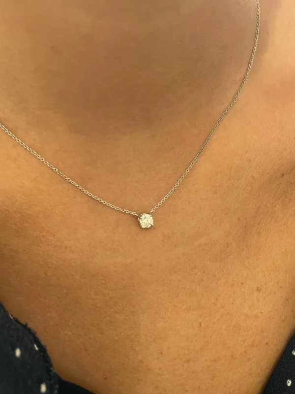 Roman Joyero Cadenas Y Gargantillas<Cadenita ALFA de oro blanco de 18 Kilates con solitario de brillante