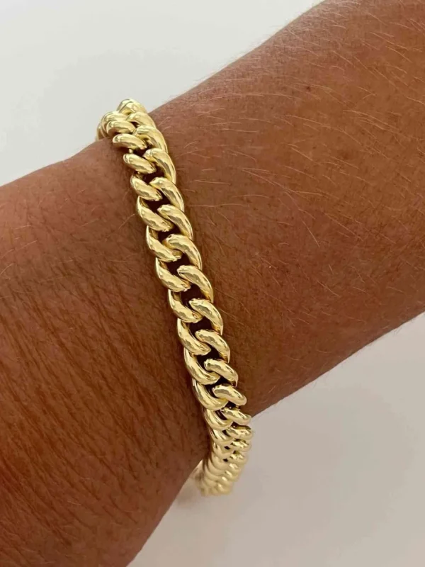 Roman Joyero Pulseras<CAGLIARI pulsera plata 1ª ley bañada oro eslabones barbados