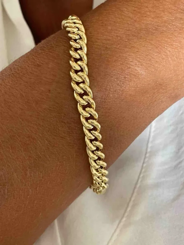 Roman Joyero Pulseras<CAGLIARI pulsera plata 1ª ley bañada oro eslabones barbados