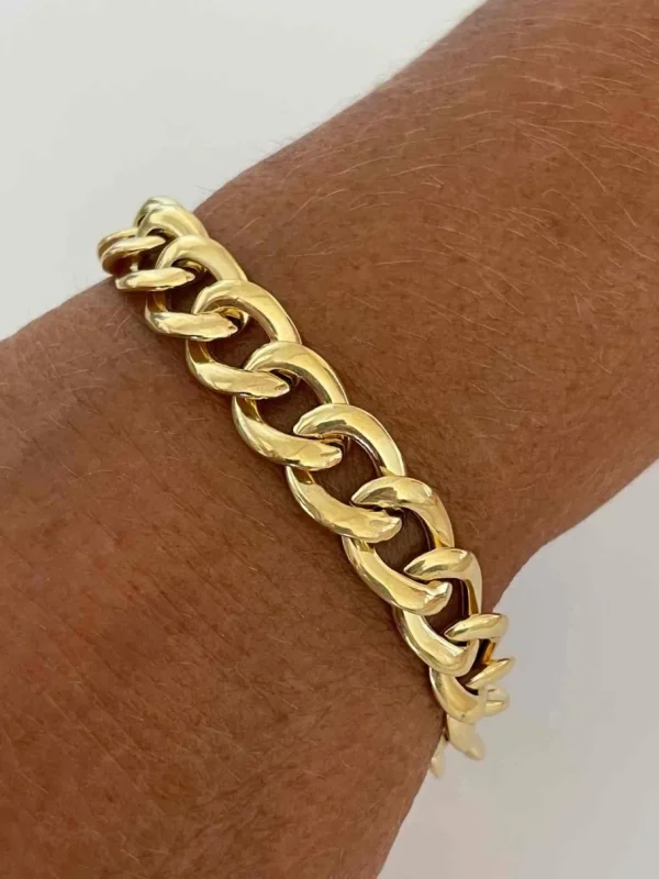Roman Joyero Pulseras<CAGLIARI pulsera plata 1ª ley bañada oro eslabones barbados