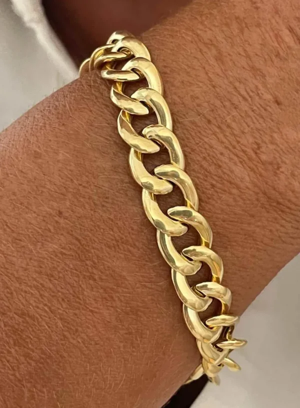Roman Joyero Pulseras<CAGLIARI pulsera plata 1ª ley bañada oro eslabones barbados