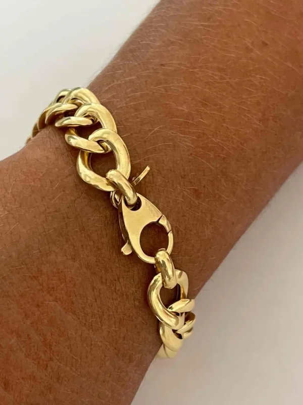 Roman Joyero Pulseras<CAGLIARI pulsera plata 1ª ley bañada oro eslabones barbados
