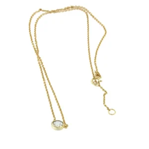 Roman Joyero Cadenas Y Gargantillas<CAOS, collar de plata dorada con chatón y circonita.