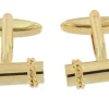 Roman Joyero Acero<CELLINI, gemelos en acero dorado con cilindros y gallones.