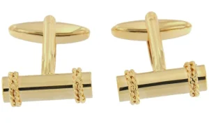 Roman Joyero Acero<CELLINI, gemelos en acero dorado con cilindros y gallones.