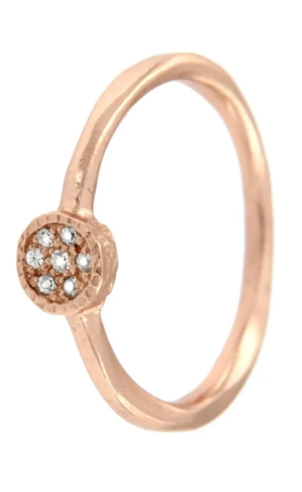 Roman Joyero Anillos<CHAYOTE, anillo de plata rosada con circonitas.