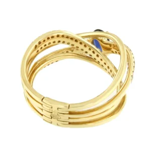 Roman Joyero Anillos<CHIATI alianzas cruzadas con brillantes en oro amarillo y zafiro