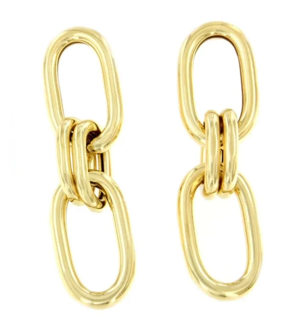 Roman Joyero Pendientes<CIABGA pendientes largos eslabón oval doble plata bañado oro