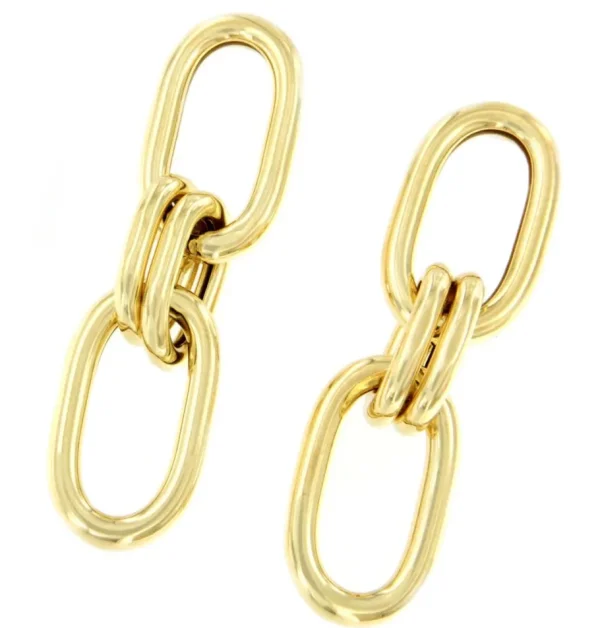 Roman Joyero Pendientes<CIABGA pendientes largos eslabón oval doble plata bañado oro