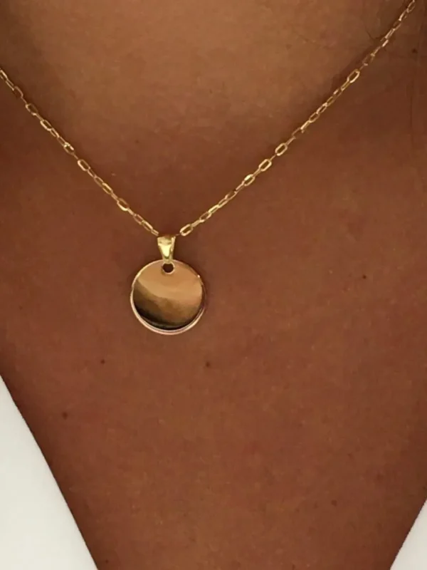 Roman Joyero Colgantes<Colgante chapa redonda SHEREZADE en oro amarillo de 18 Kilates