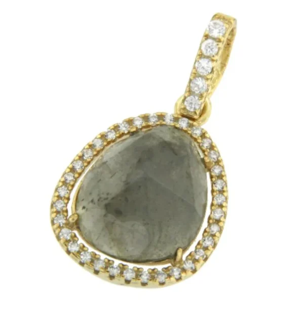 Roman Joyero Colgantes<Colgante con piedra labradorite en plata chapada y circonitas