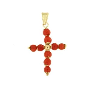 Roman Joyero Colgantes<Colgante cruz BORA BORA de oro de 18 ktes y corales
