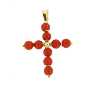 Roman Joyero Colgantes<Colgante cruz BORA BORA de oro de 18 ktes y corales