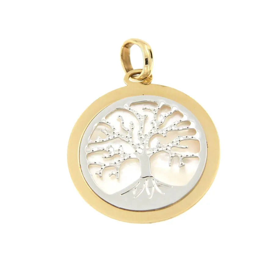 colgante_de_la_vida_firat_0.webp Roman Joyero Colgantes<Colgante de la vida FIRAT en oro amarillo y blanco con nácar.