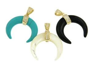 Roman Joyero Colgantes<Colgante de plata con media luna grande en onyx, nacar o turquesa