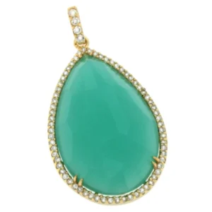 Roman Joyero Colgantes<Colgante de plata dorado y piedra central amazonite.