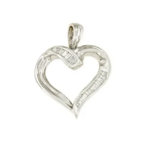 Roman Joyero Colgantes<Colgante KIBO corazón de oro blanco de 18 ktes y baguettes
