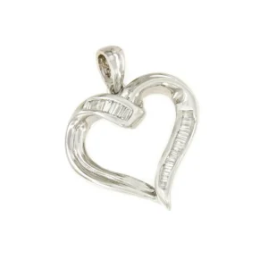 Roman Joyero Colgantes<Colgante KIBO corazón de oro blanco de 18 ktes y baguettes