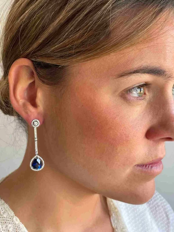 Roman Joyero Pendientes<Colgantes AZURE, en oro blanco 18 ktes, zafiros y brillantes
