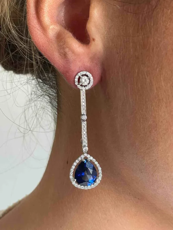 Roman Joyero Pendientes<Colgantes AZURE, en oro blanco 18 ktes, zafiros y brillantes