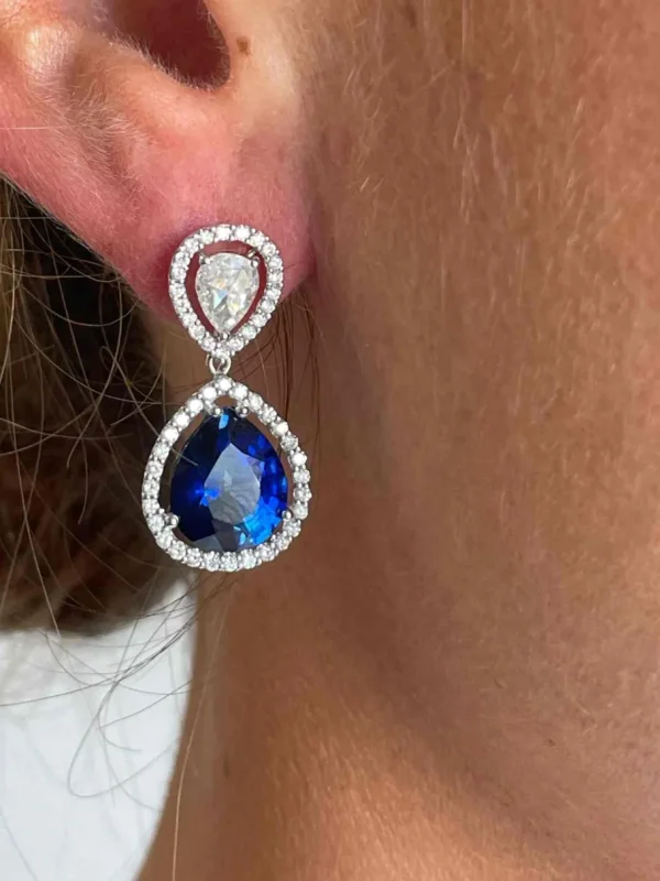 Roman Joyero Pendientes<Colgantes AZURE, en oro blanco 18 ktes, zafiros y brillantes