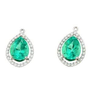 Roman Joyero Pendientes<Colgantes BOGOTA, en oro blanco 18 ktes, esmeraldas y diamantes