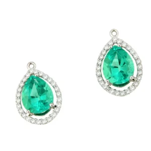 Roman Joyero Pendientes<Colgantes BOGOTA, en oro blanco 18 ktes, esmeraldas y diamantes