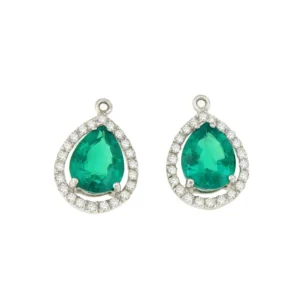 Roman Joyero Pendientes<Colgantes CARTAGENA, en oro blanco 18 ktes, brillantes y esmeraldas