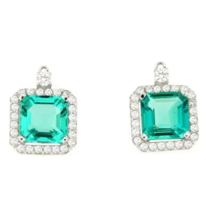 Roman Joyero Pendientes<Colgantes KIOTO, en oro blanco 18 ktes, esmeraldas y brillantes