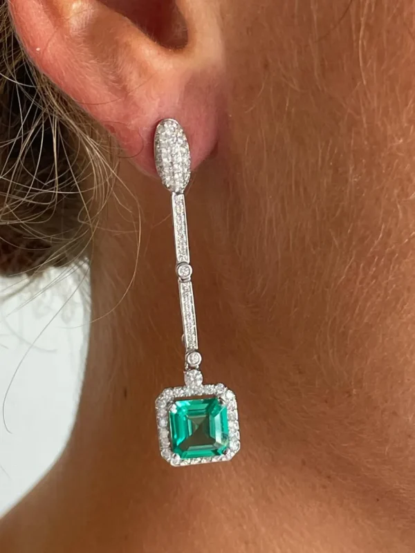 Roman Joyero Pendientes<Colgantes KIOTO, en oro blanco 18 ktes, esmeraldas y brillantes