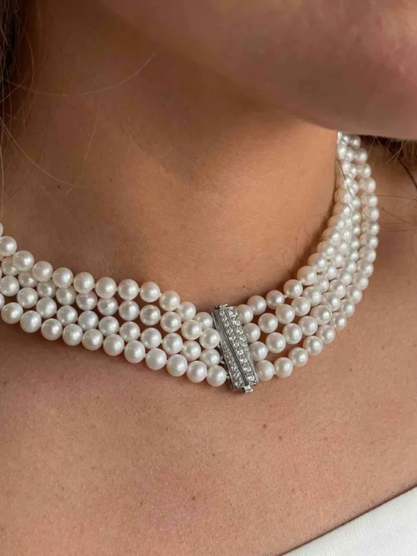 Roman Joyero Broches | Cadenas Y Gargantillas<Collar FILIGRANO de perlas chinas con entrepiezas de plata y circonitas
