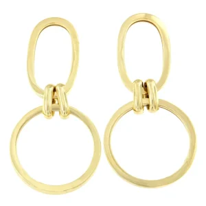 Roman Joyero Pendientes<CRUISER pendientes largos eslabón redondo plata bañado oro