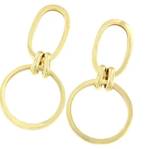 Roman Joyero Pendientes<CRUISER pendientes largos eslabón redondo plata bañado oro