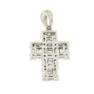 Roman Joyero Colgantes<Cruz PARADA en oro blanco 18 ktes con baguettes, taipes y brillantes