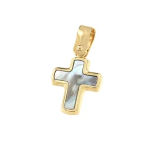 Roman Joyero Colgantes<Cruz SUNGUR en nacar blanco y oro amarillo de 18 kilates