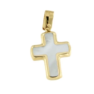 Roman Joyero Colgantes<Cruz SUNGUR en nacar blanco y oro amarillo de 18 kilates