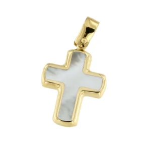 Roman Joyero Colgantes<Cruz SUNGUR en nacar blanco y oro amarillo de 18 kilates