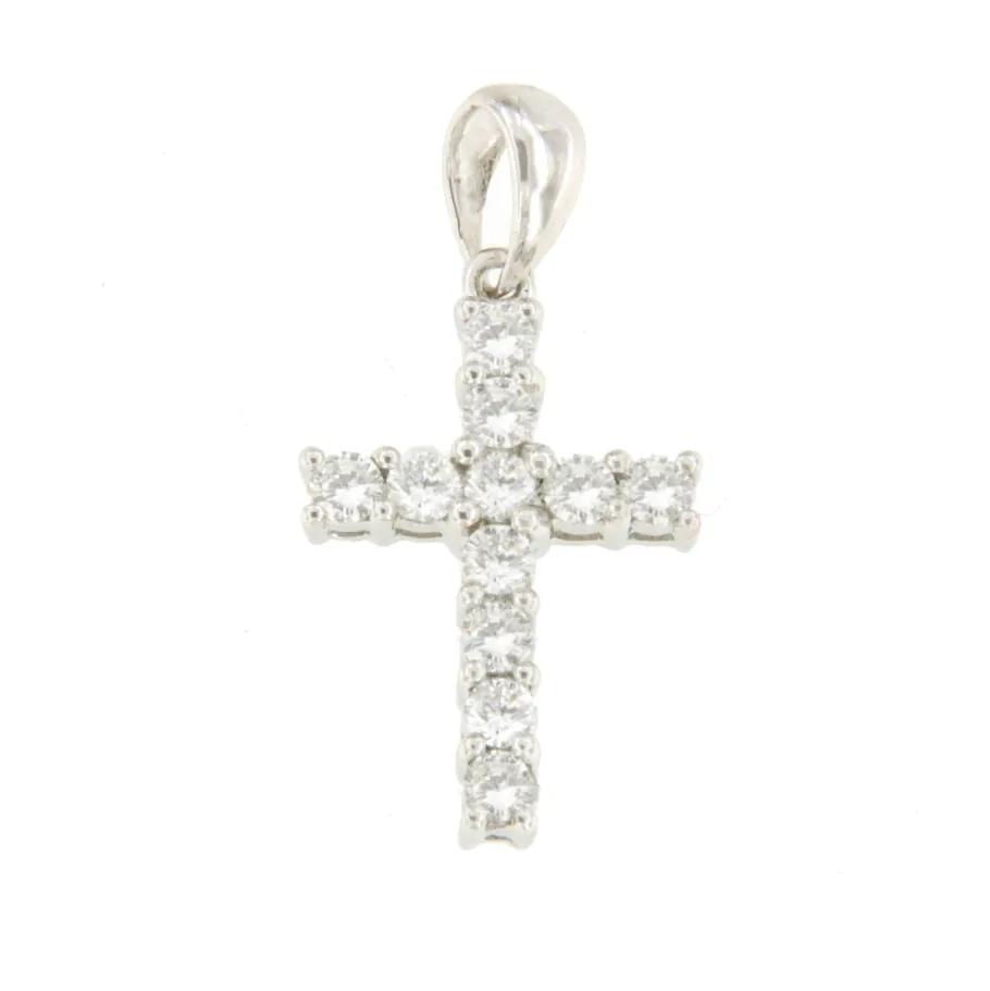 cruz_utrera_en_oro_blanco_0.webp Roman Joyero Colgantes<Cruz UTRERA en oro blanco 18 ktes con brillantes en garras.