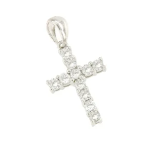 Roman Joyero Colgantes<Cruz UTRERA en oro blanco 18 ktes con brillantes en garras.