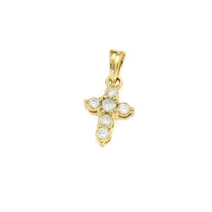 Roman Joyero Colgantes<Cruz YARU pequeña con brillantes en oro amarillo 18 kilates