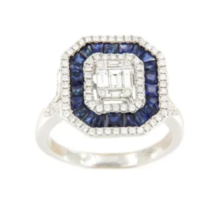 Roman Joyero Anillos<CYGNUS anillo rectangular oro blanco brillantes y zafiros