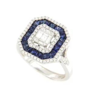 Roman Joyero Anillos<CYGNUS anillo rectangular oro blanco brillantes y zafiros