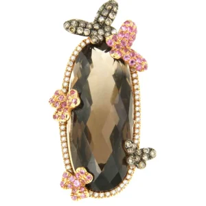 Roman Joyero Colgantes<Dije ABEJA oro rosa 18 ktes con brillantes, topacio y zafiros rosa