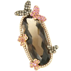 Roman Joyero Colgantes<Dije ABEJA oro rosa 18 ktes con brillantes, topacio y zafiros rosa