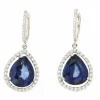 Roman Joyero Pendientes<DRANCY pendientes largos brillantes y zafiros en oro blanco 18 Kts