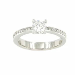 Roman Joyero Anillos<DREMEL anillo solitario oro blanco de 18 ktes con brillantes