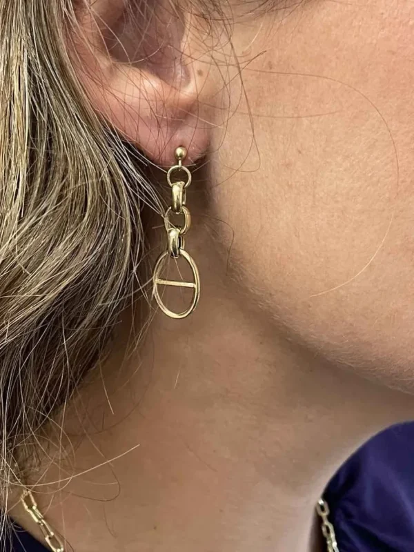 Roman Joyero Pendientes<DRENTHE pendiente oro amarillo 18 ktes eslabón calabrote