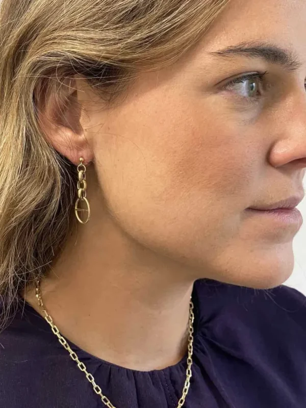 Roman Joyero Pendientes<DRENTHE pendiente oro amarillo 18 ktes eslabón calabrote