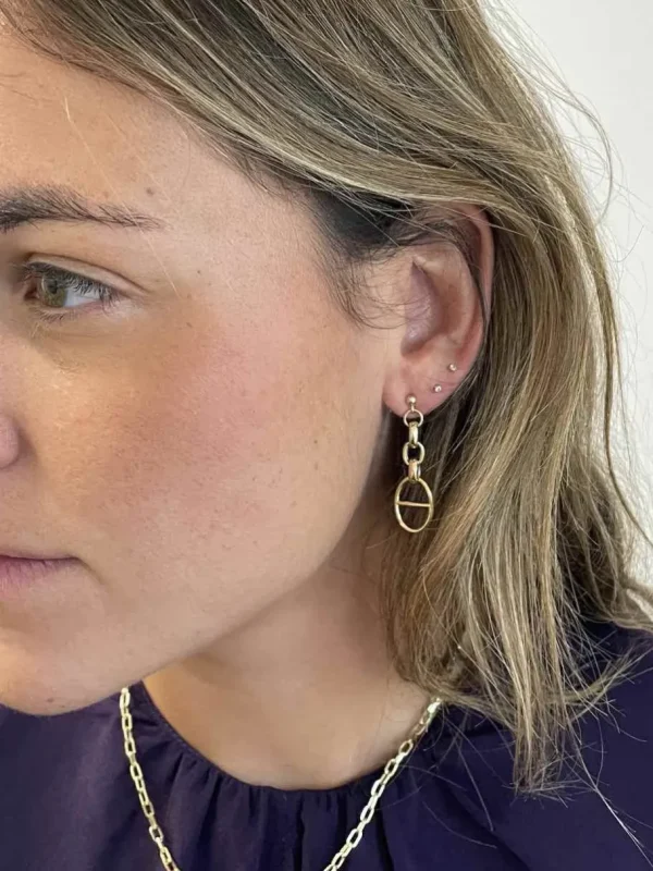 Roman Joyero Pendientes<DRENTHE pendiente oro amarillo 18 ktes eslabón calabrote