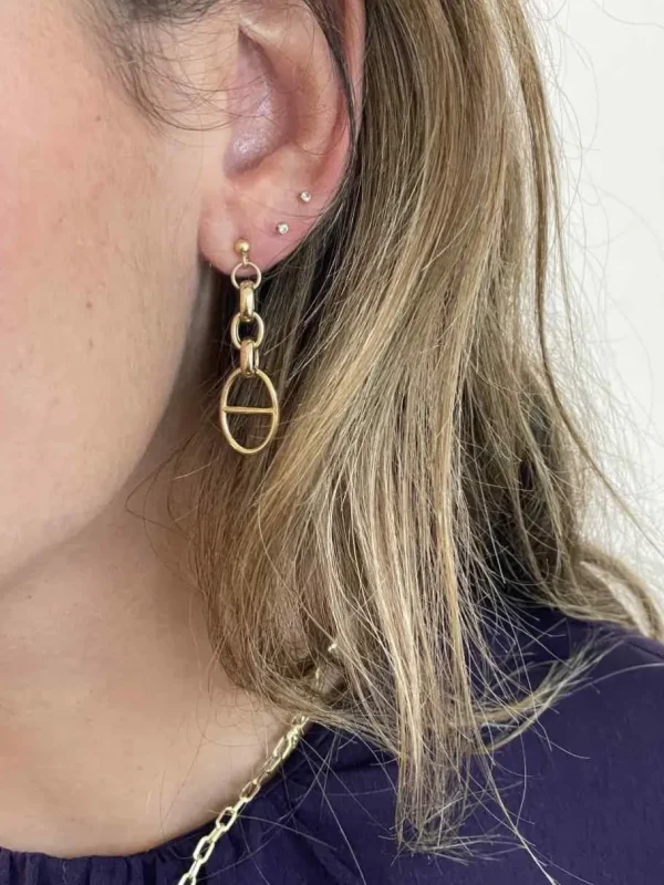 Roman Joyero Pendientes<DRENTHE pendiente oro amarillo 18 ktes eslabón calabrote